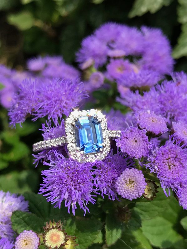 Custom Diamond Engagement Ring With Sapphire