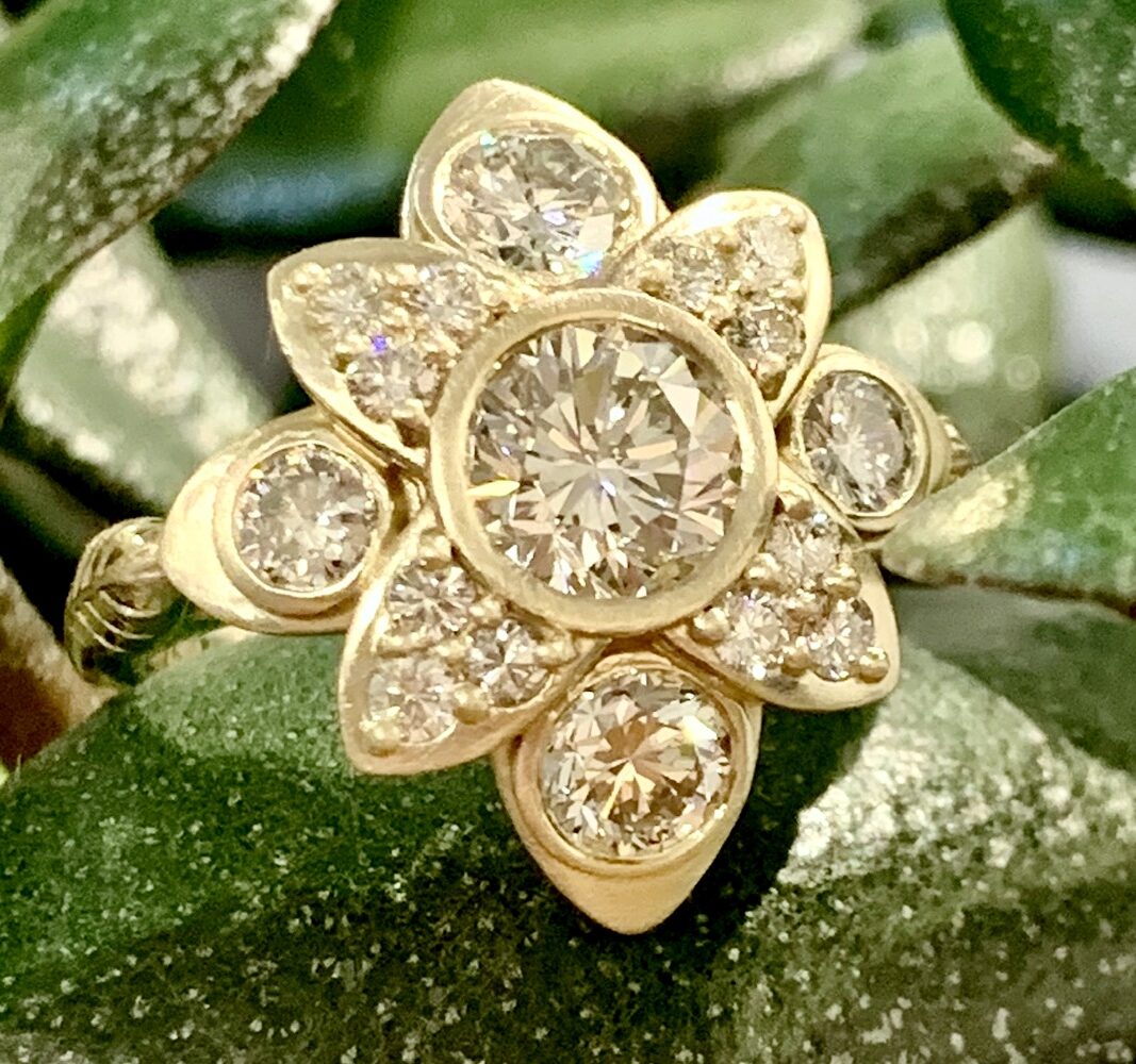 Bezel Set Yellow Gold and Diamond Ring