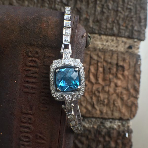 Platinum Watch Recreated With Diamonds and Blue Topaz