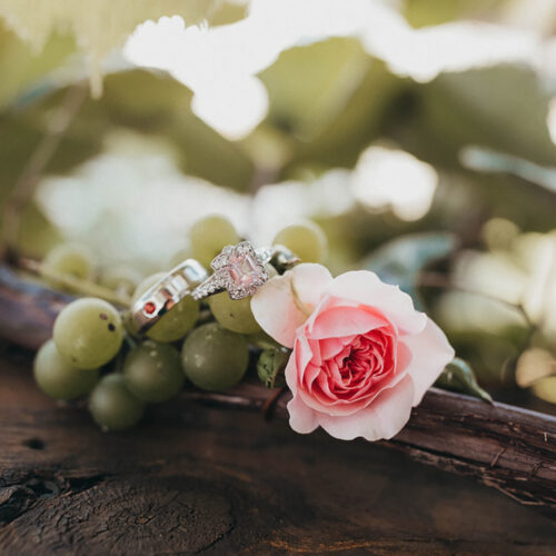 Congratulations to our gorgeous bride Tammy!  Her pink sapphire and diamond ring in platinum was perfect for her special day.  All our love!  Photo credit Karissa Lenore Photography